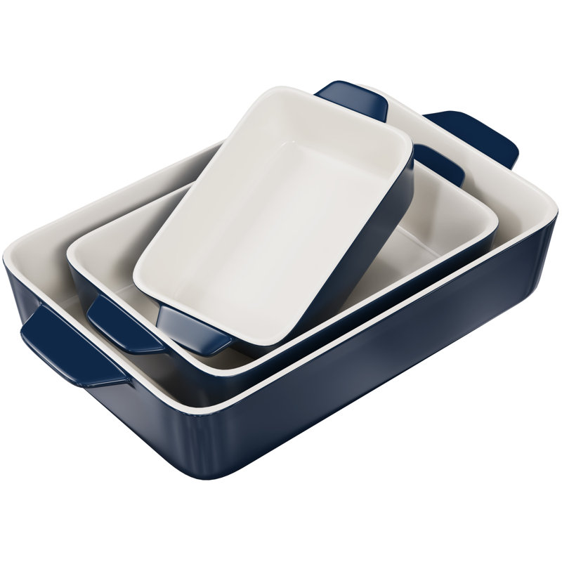 Ensemble de plats de cuisson en céramique 3 pièces Kook, Bleu marine