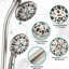Douche avec perceuse - Barre coulissante en acier inoxydable et double tête à 7 réglages, nickel brossé, bec en métal à 7 soupapes