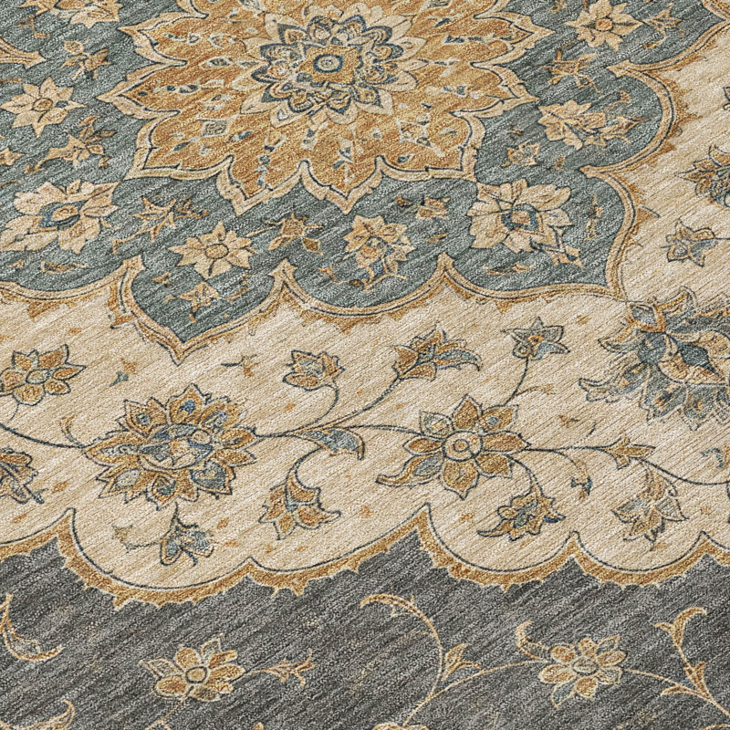 Tapis Chantille ACN3081 Global, lavable à la machine, intérieur/extérieur, Graphite, 8 pi x 10 pi