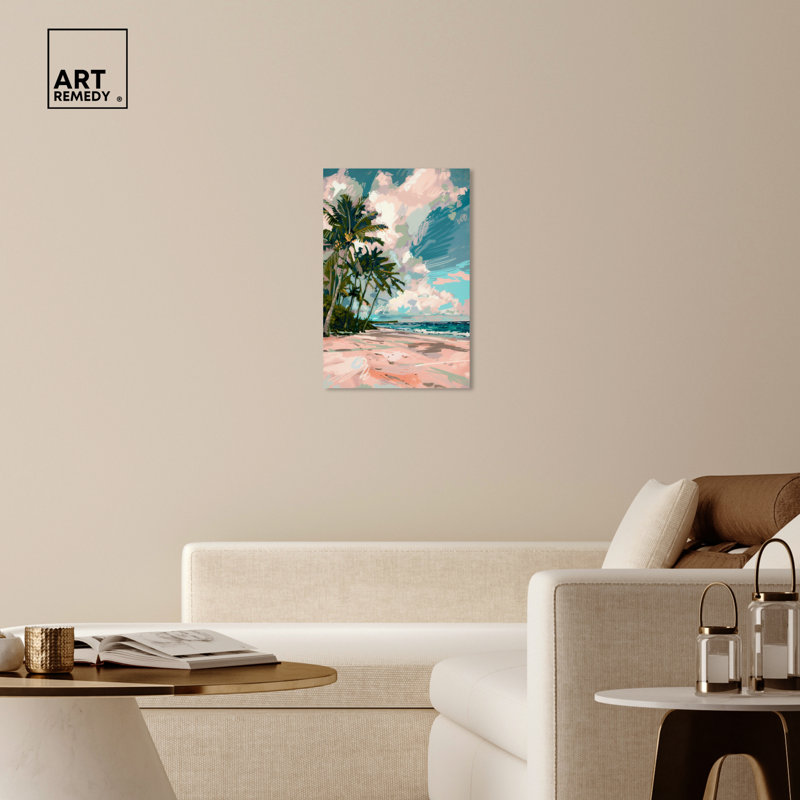 Art Remedy, paumes sous le soleil, cadre côtier coloré 57714, Toile tendue, H 30 po x l 20 po