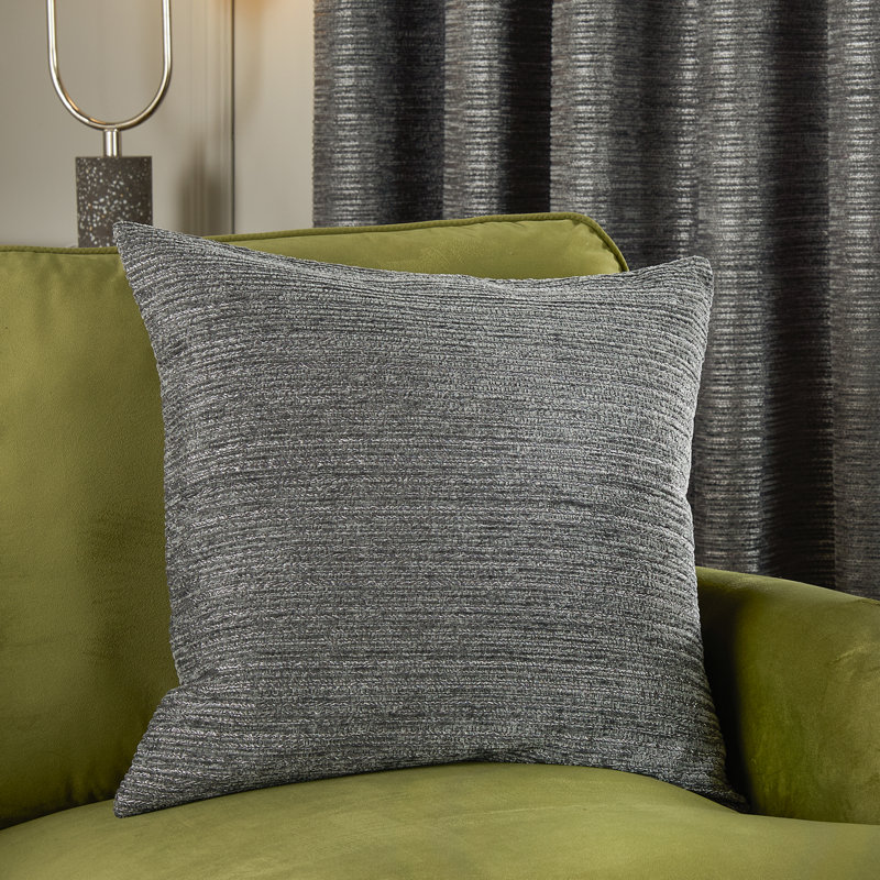 Jupiter Striped Square Cushion, Feather, Grey