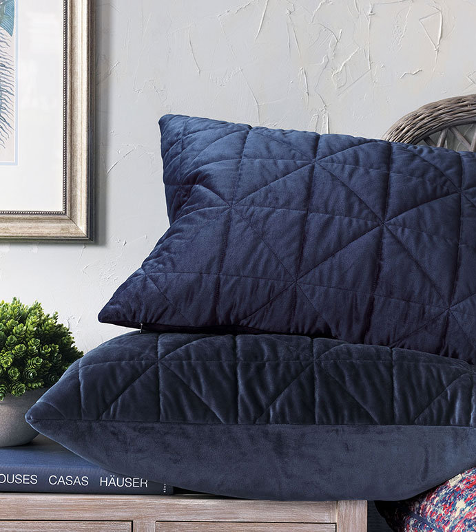Nova by De Medici Quilted Velvet Sham, Euro, Blue