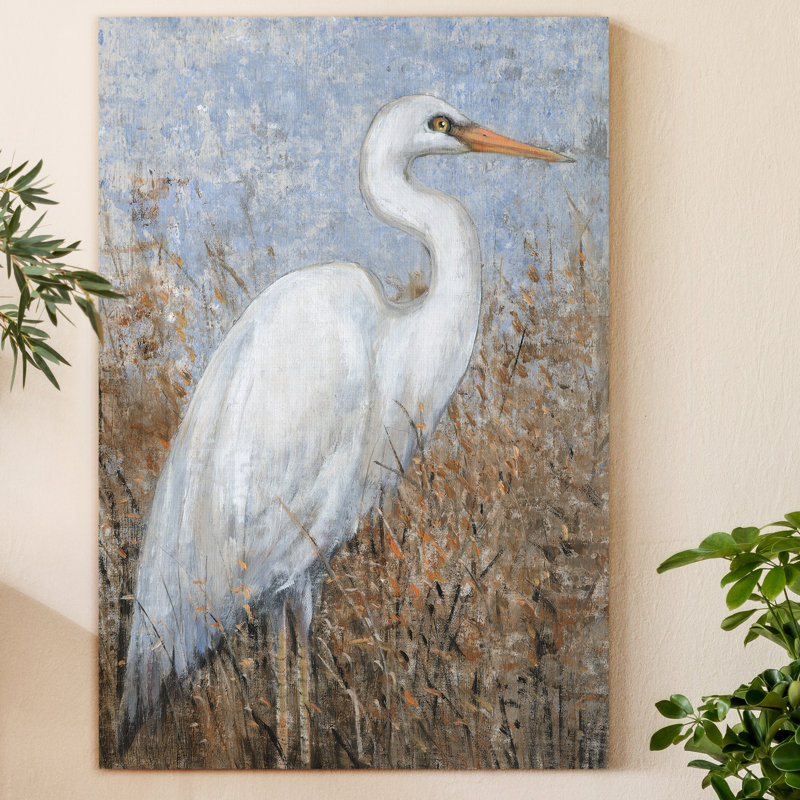 « White Heron I », reproduction d’art sur toile tendue, H 12 po x l 8 po x P 1,5 po