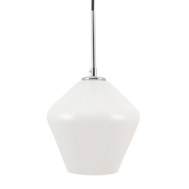 Luminaire suspendu 1 lumière Stutz, Rond, Chrome chrome, Blanc givré
