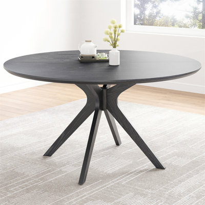 Table de salle à manger 47,2 "en bois massif pour 4 à 6 personnes avec base piédestal entrecroisée