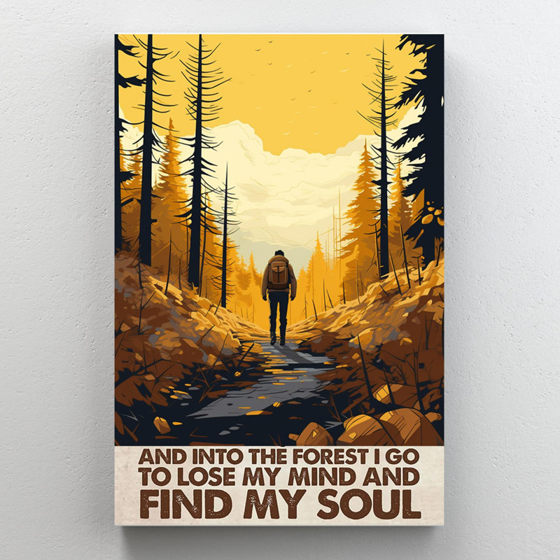 Randonnée pédestre dans la forêt I Go - 1 pièce, impression sur toile tendue, H 20 po x l 16 po x P 1,25 po