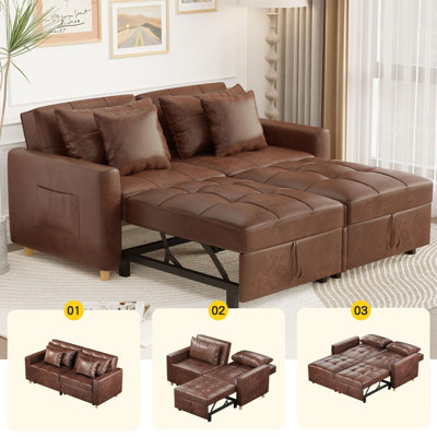 2 Seater Faux Leather Sofa Bed