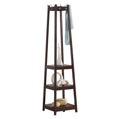 Vassen Coat Rack W/ 3-Tier Storage Shelves In Finish by Ebern Designs