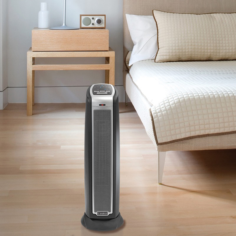 Black Ceramic Electric Tower Heater with Adjustable Thermostat