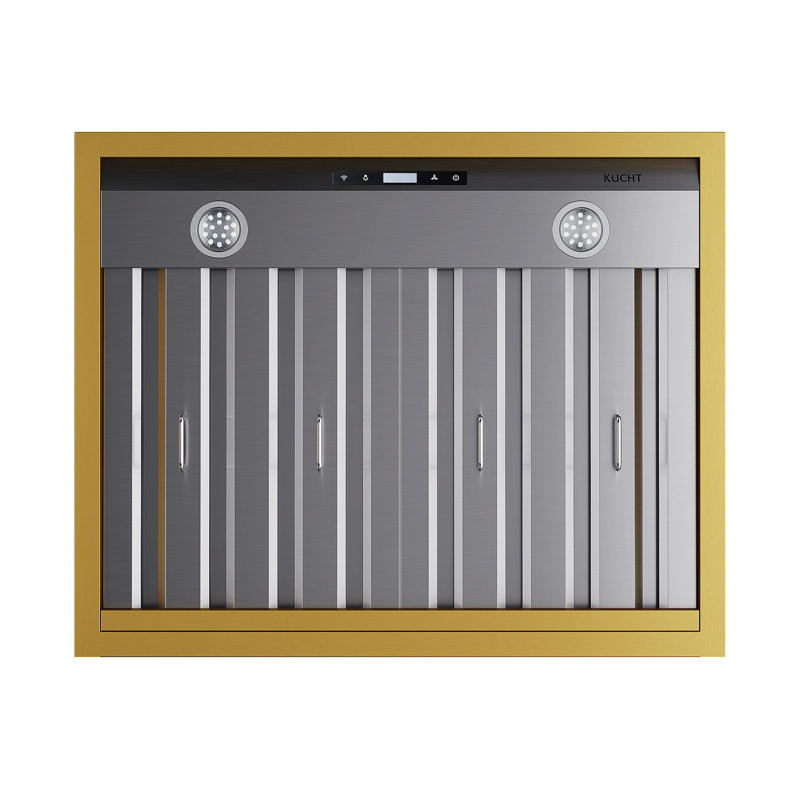 30-Inch Stainless Steel Wall Mounted Range Hood with Gold Trim