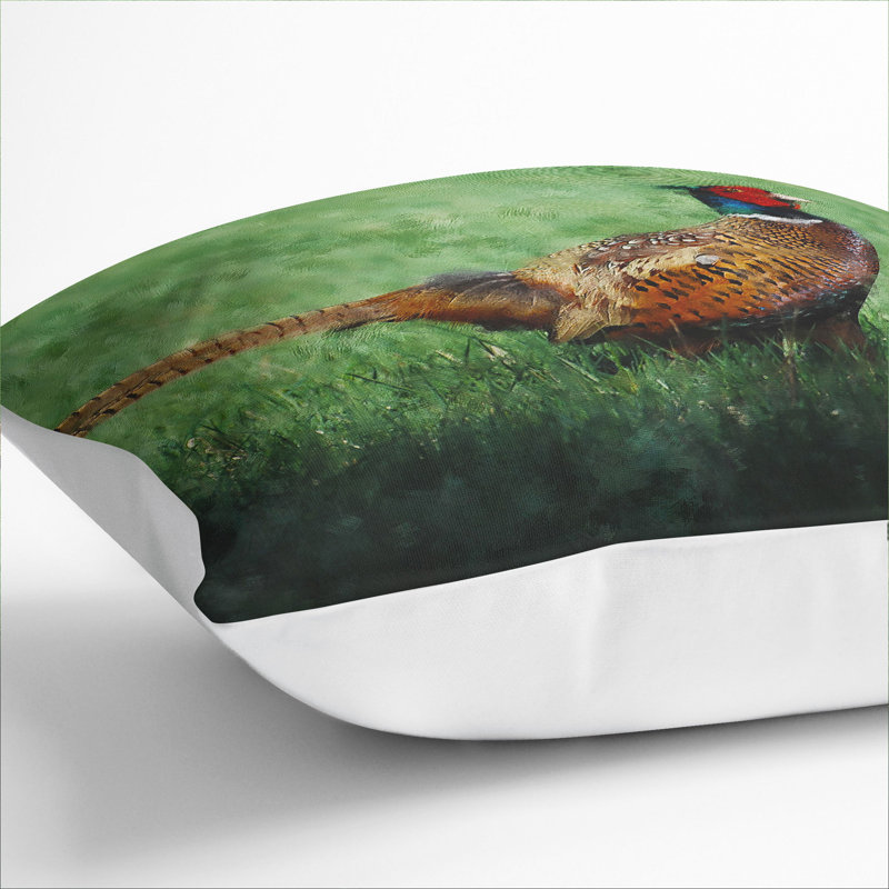 Pheasant Bird Vol.2 Painting Square Throw Cushion, 40cm H x 40cm W x 15cm D, White