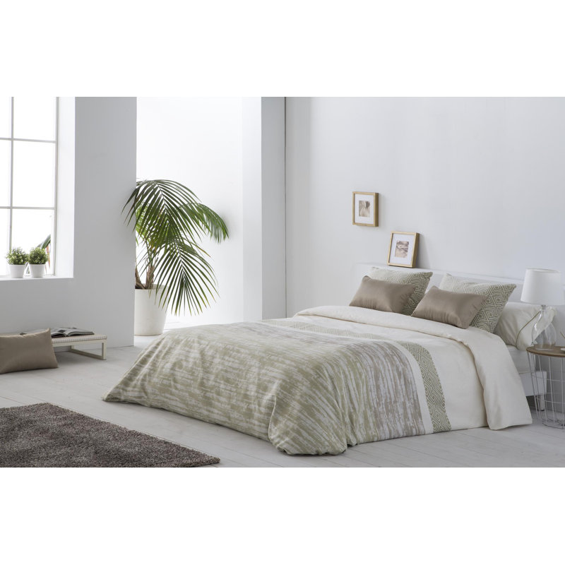 Boomery Cotton Blend Geometric Shapes Duvet Cover Set with Pillowcases Included, 220 x 240 cm - 2 Standard Pillowcases, Green