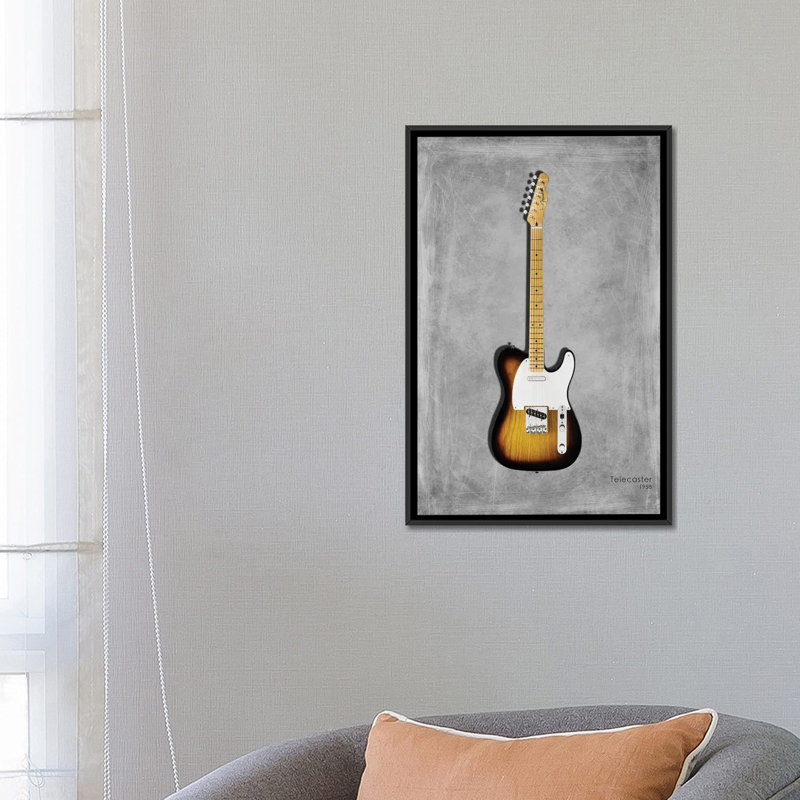 « garde-boue telecaster 58 », impression sur toile tendue, H 26 po x l 18 po x P 1,5 po, Toile avec cadre noir, Pas de tapis