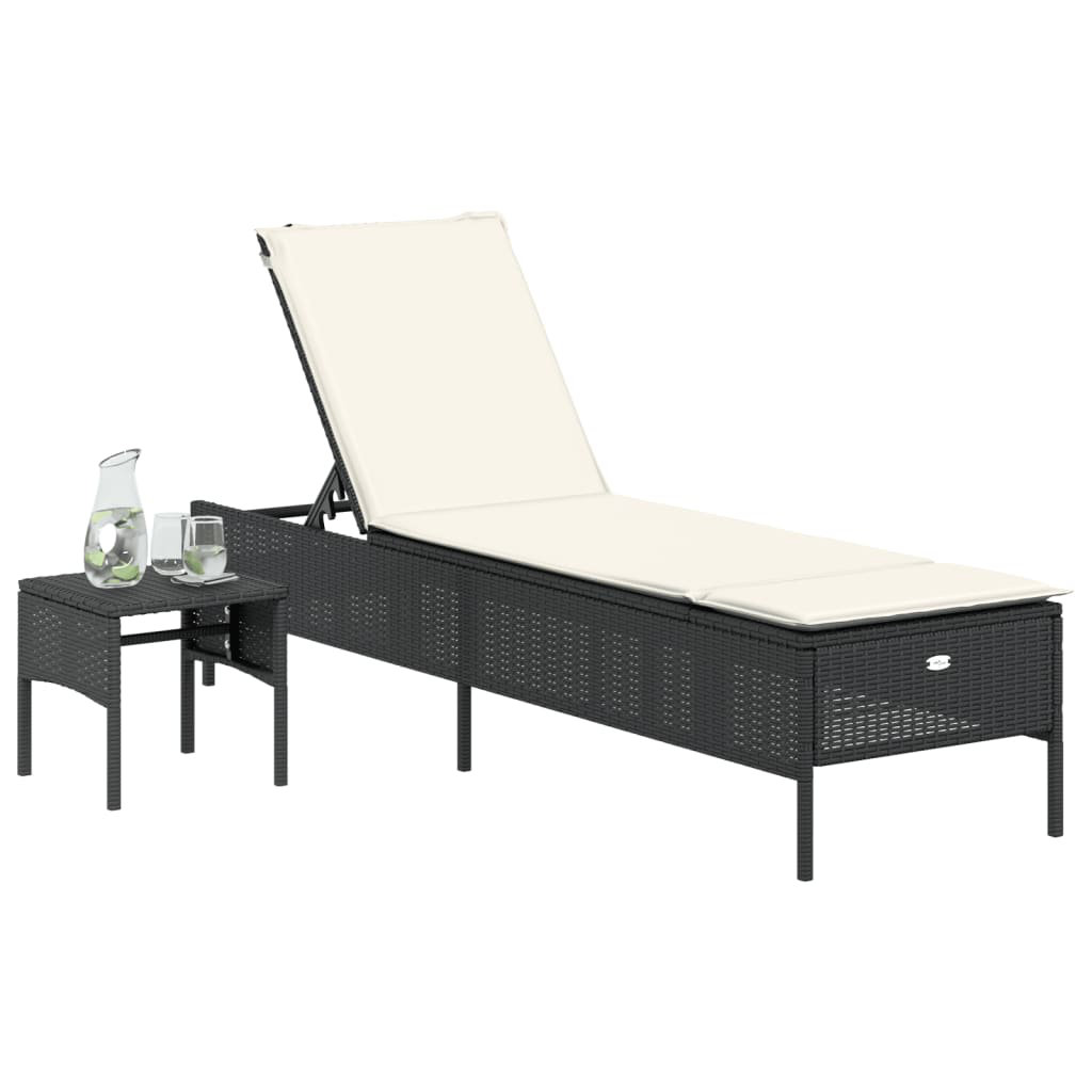 Vidaxl Sonnenliege Mit Tisch Und Auflage Braun Poly Rattan