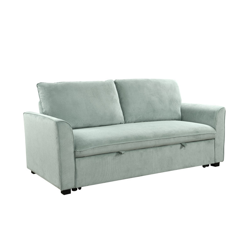 Canapé-lit convertible grand format à accoudoirs carrés de 78 po Tekeyla, H 38 po x l 78 po x P 37 po, Tissu vert pâle