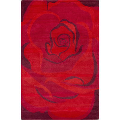 Ailey Authentic Hand-Tufted Handmade Red & Burgundy Modern Oversized Rose Floral Wool Area Rug