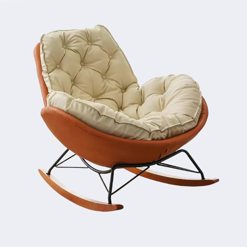Chaise berçante légère, luxueuse et confortable, Orange/Blanc