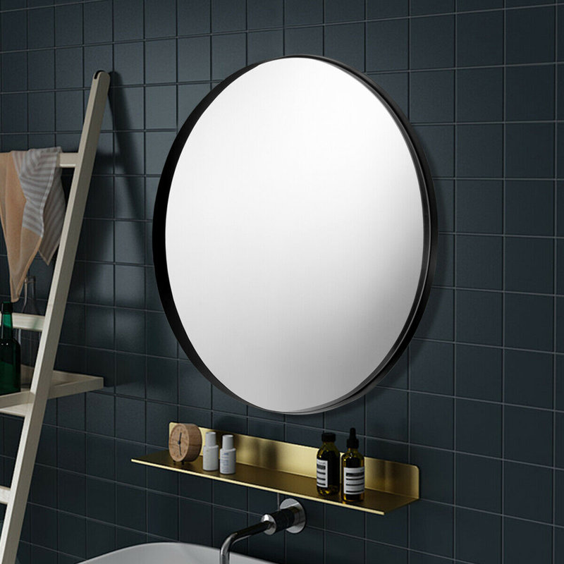 Miroir de salle de bain rond, Noir