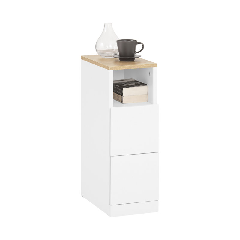 20cm W Manufactured Wood Bedside Table, White