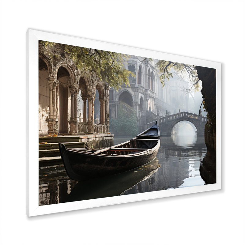 Canal Canal Mystical Graphite - imprimé, Cadre simple blanc, H 24 po x l 32 po x P 1 po