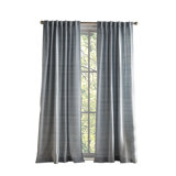 Herringbone Backtab Light Filtering Dusty Indigo Curtain Panel Pair (Set of 2)
