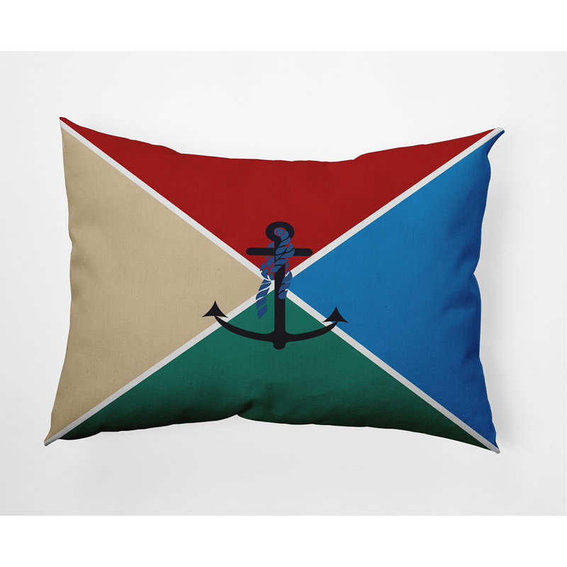 Anchor Outdoor Reversible Throw Pillow, Red