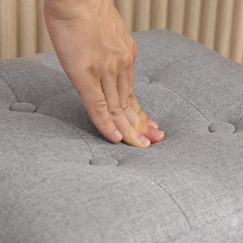 35cm Wide Tufted Solid Colour Footstool Ottoman