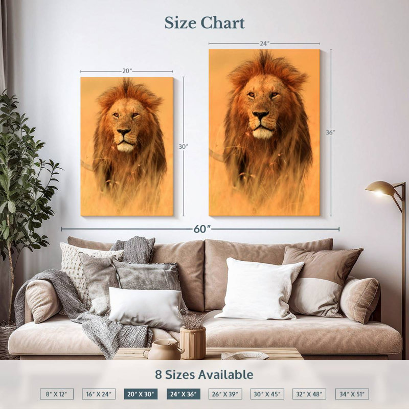 Brampt Watchful Savannah Lion, 36" H x 24" W