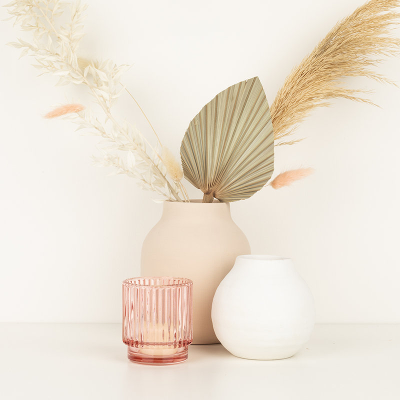 Porte-votive de table en verre, Rosé