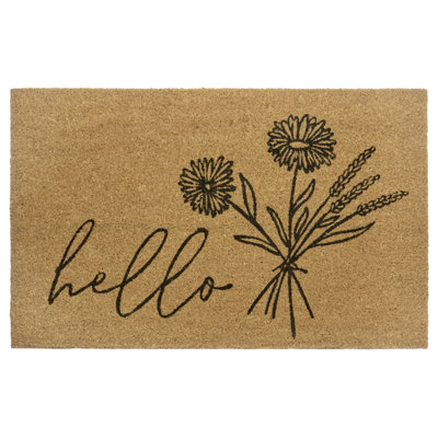 Hello & Flowers Door Mat