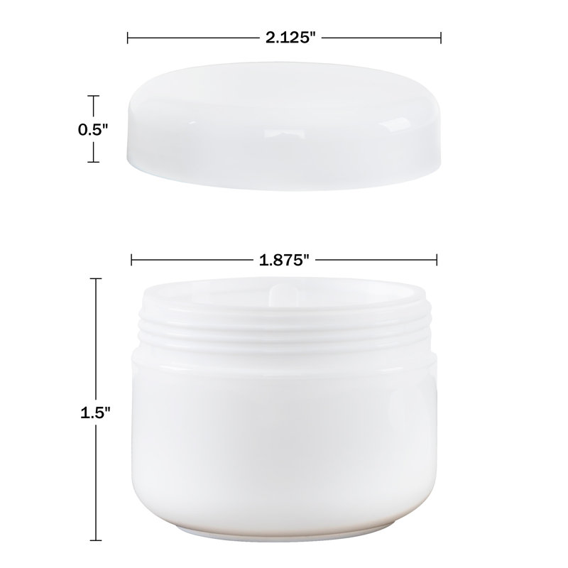 Small Jars with Lids - 48 Pack of 2 Oz Durable Plastic Containers with Inner and Outer Lid - Travel, Cosmetic or Craft Storage by Stalwart