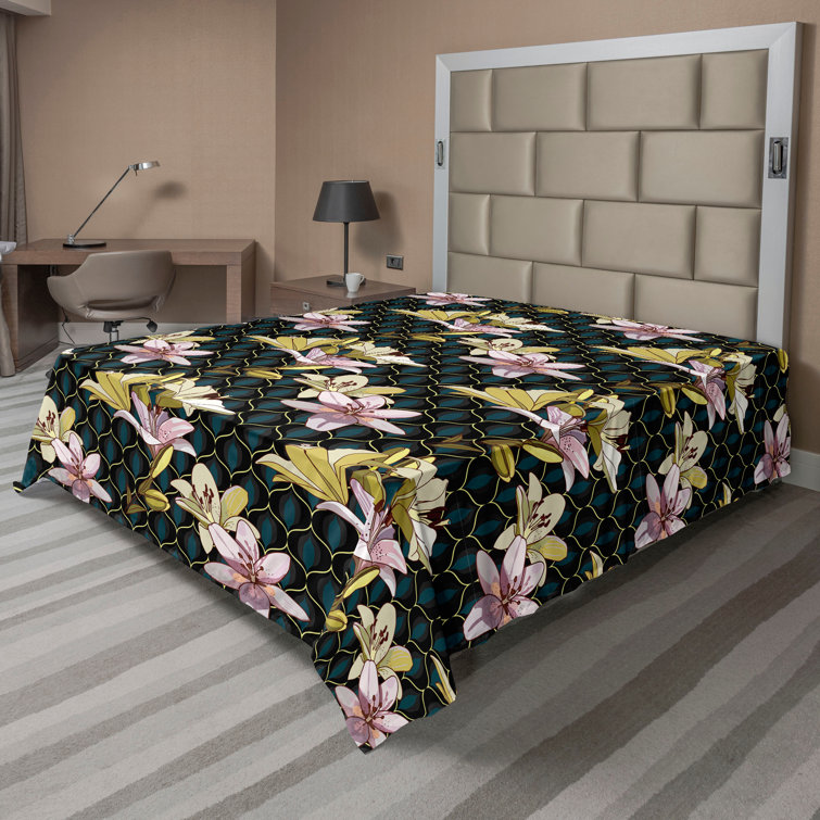 Drap plat à motif floral bohème Ambesonne