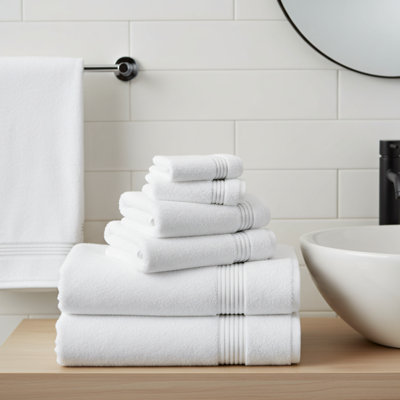 White Six-piece Turkish Bath Towel Set, 100% Pure Cotton, Includes 2 Bath Towels + 2 Hand Towels + 2 Face Towels. Soft And Skin-friendly, Highly Absorbent, Simple And Practical.