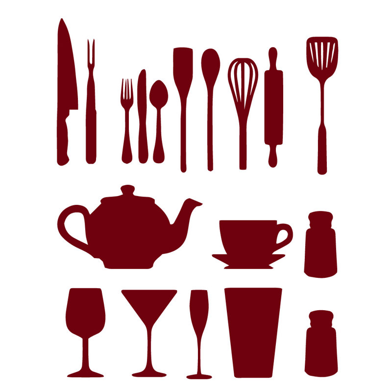 Décalcomanie murale de cuisine, Bourgogne, H 51 po x l 40 po x P 0,01 po