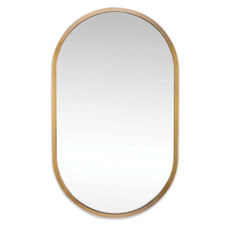 Canal Stainless Steel Wall Mirror, Natural Brass