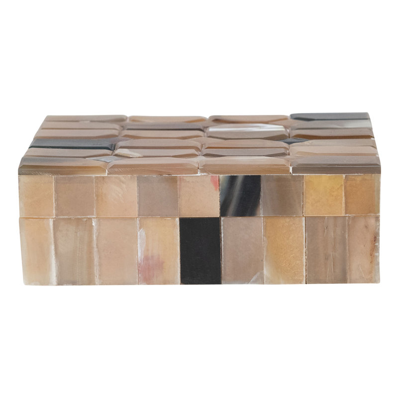 Handmade Natural Horn And Wood Rectangular Storage Box