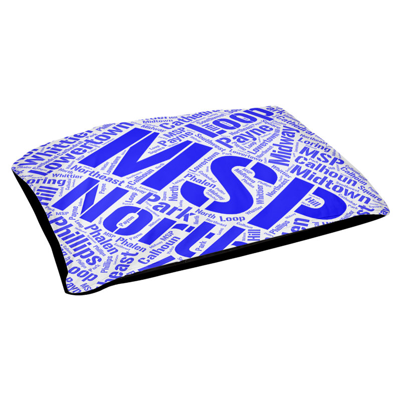 Coussin de chien « districts », Minneapolis – Saint Paul, Grand (l 40 po x P 30 po x H 14 po), Bleu
