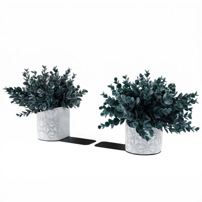 Ensemble de serre-livres décoratif en faux eucalyptus bleu