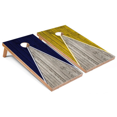 Ensemble de cornhole bleu marine et jaune toutes saisons | Comprend (2) planches (8) sacs et accessoires optionnels