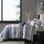 Literie King Navy 7 pièces brodée, lavable à la machine, luxe, coussins décoratifs plissés.