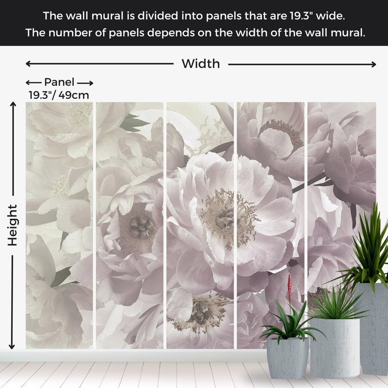 Adhésif mural floral pelez et collez - Pensée fleurie, L 41 po x l 57 po