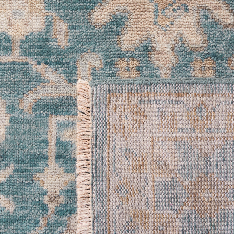 Oriental Hand-Knotted Blue / Beige Area Rug, Rectangle 6' x 9'