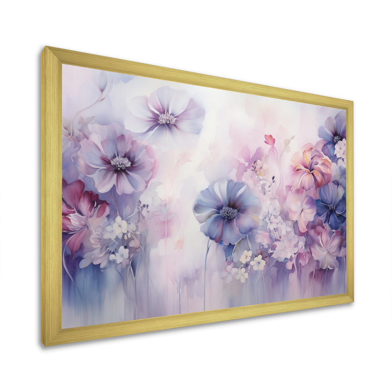 Impression sur toile mauve et mystique mauve, H 34 po x l 44 po x P 1,5 po, Cadre doré à une seule photo