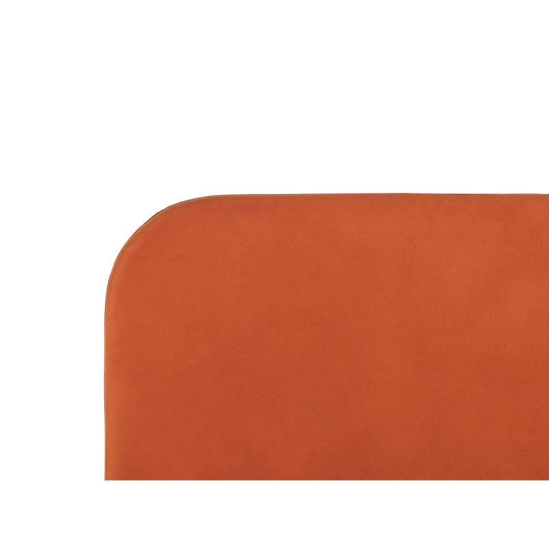 Glaser Upholstered Velvet Bed, 160 x 200cm, Orange