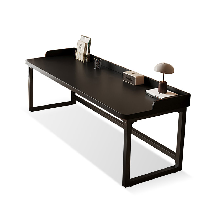 Bureau d'écriture rectangulaire en bois massif noir, Noir, H 29,53 po x l 70,87 po x P 31,5 po
