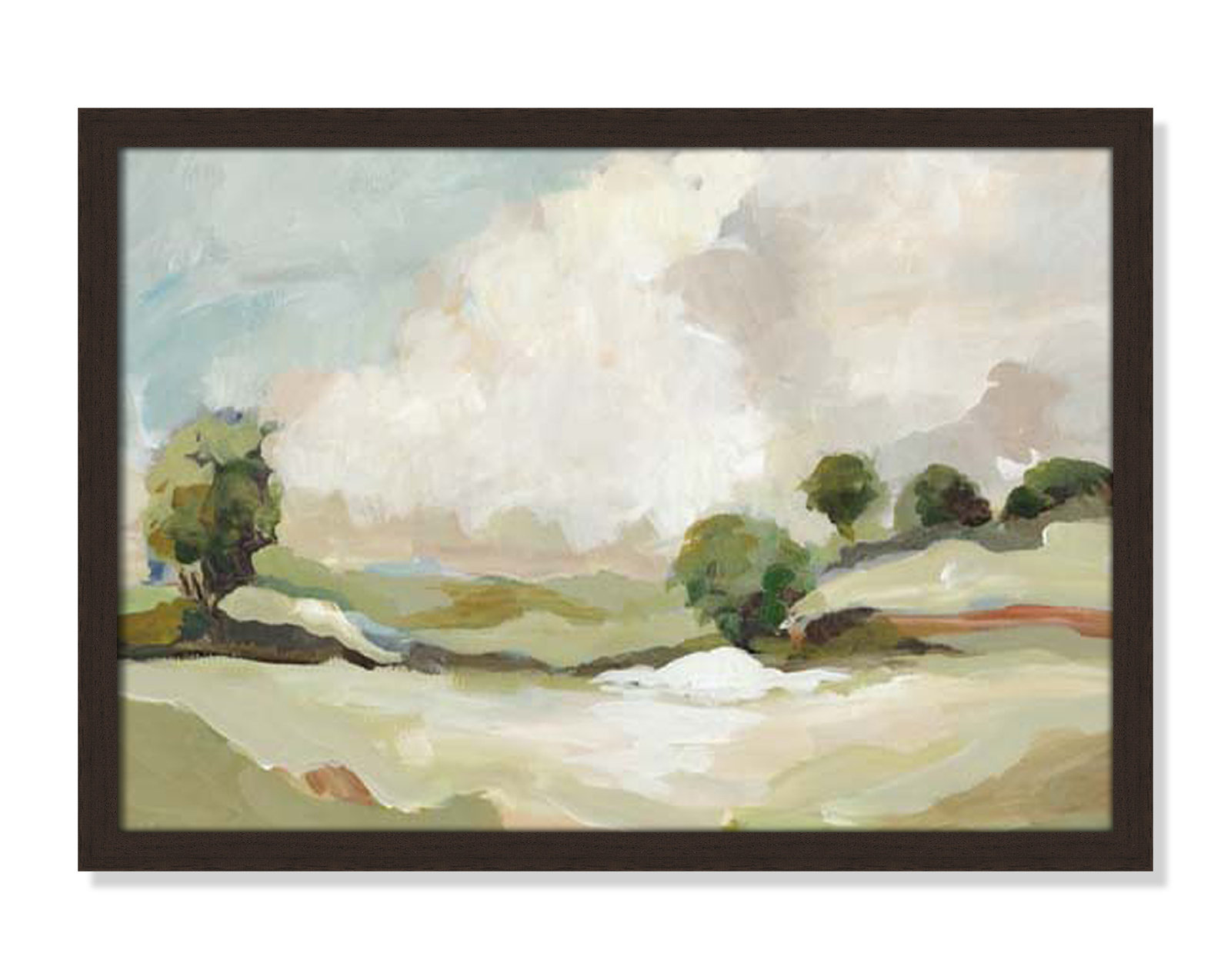 Pastoral Land Print, 17" H x 23" W x 1.25" D, Walnut