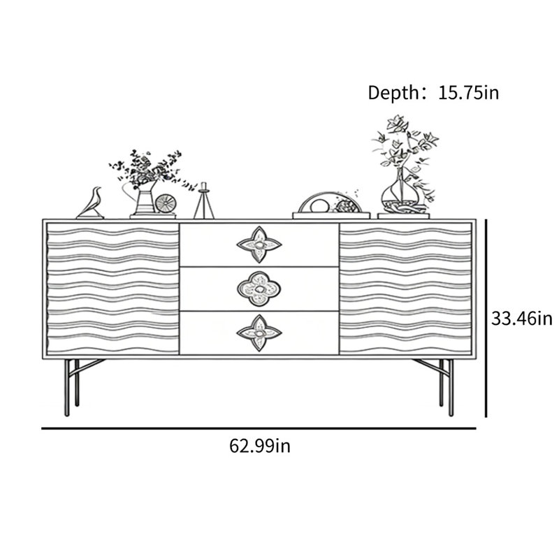 Light Luxury Creative Home Display Case, 33.46" H x 62.99" W x 15.75" D