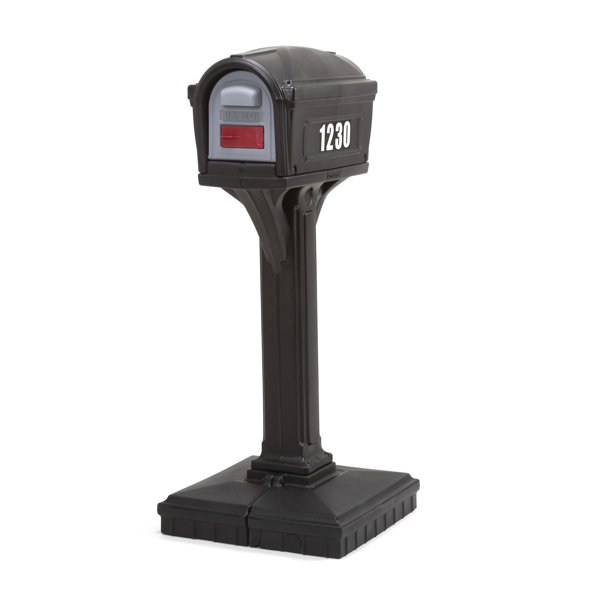 Stanley Post-Mount Mailbox, XL, Black Steel