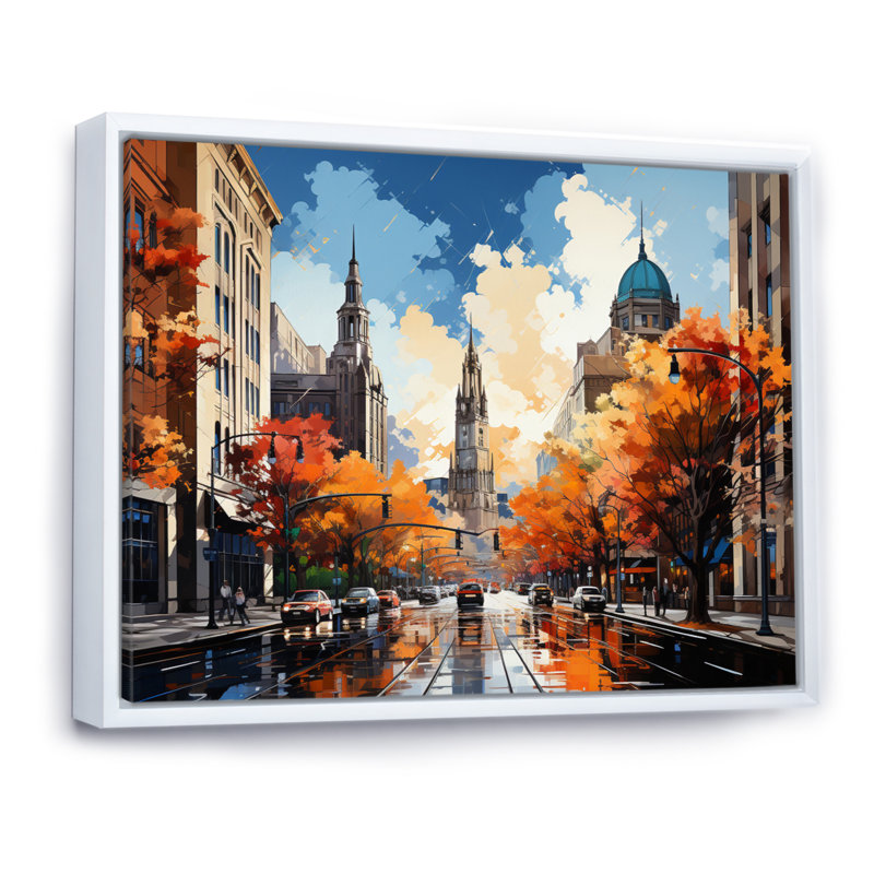 Boston Popart III sur impression sur toile, H 34 po x l 44 po x P 1,5 po, Cadre flottant blanc