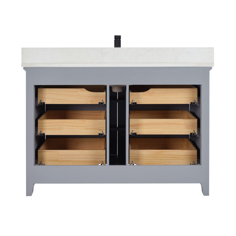 48" Solid Wood Sink Vanity  With 1' Artificial Stone Top, Cadet
